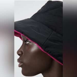 ZARA fabulous quilted reversible black & pink bucket hat…perfect for Spring🔥🔥🔥